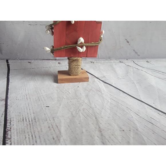 Handmade Rustic Wooden Red Christmas Tree Decor Shelf Sitter CountryCore - Picture 3 of 7